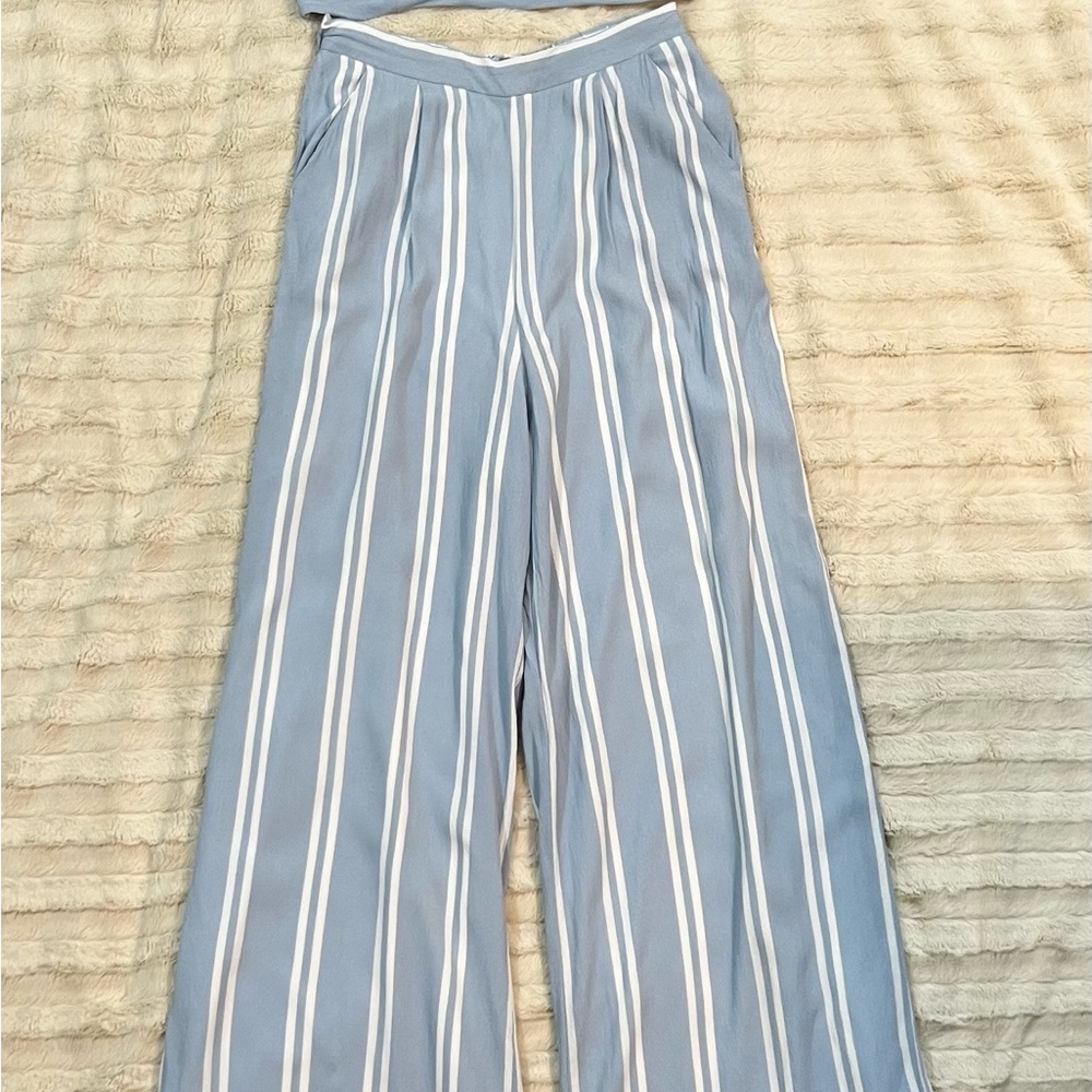 Lulus Coastal Living Light Blue and White Striped Two Piece Jumpsuit Size M - Picture 3 of 16